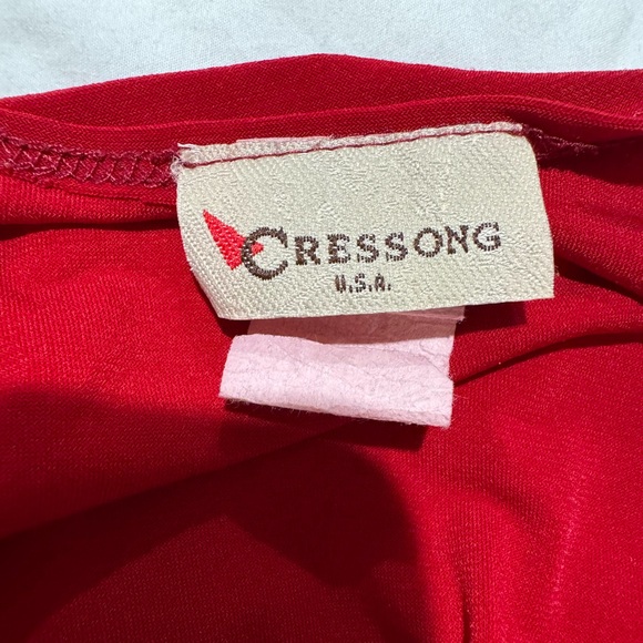 Vintage 90s Cressong Whimsygoth Fairy Renaissance Red Bell Sleeve Corset Top - Picture 7 of 7